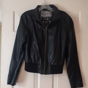 Faux Leather Bomber Jacket